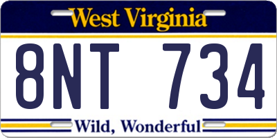 WV license plate 8NT734