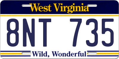 WV license plate 8NT735