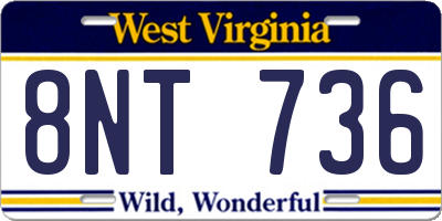 WV license plate 8NT736