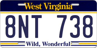 WV license plate 8NT738