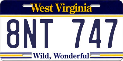 WV license plate 8NT747