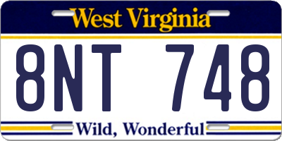 WV license plate 8NT748