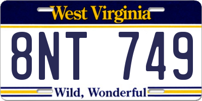 WV license plate 8NT749