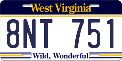 WV license plate 8NT751