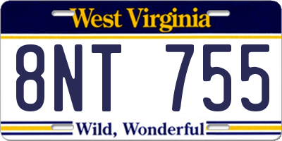WV license plate 8NT755