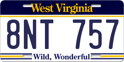 WV license plate 8NT757