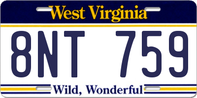 WV license plate 8NT759