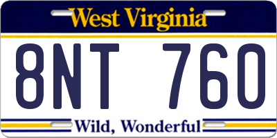 WV license plate 8NT760