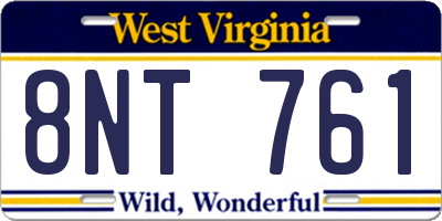 WV license plate 8NT761