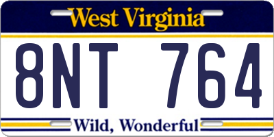 WV license plate 8NT764