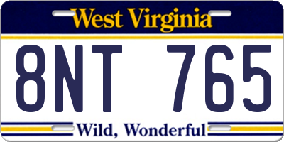 WV license plate 8NT765