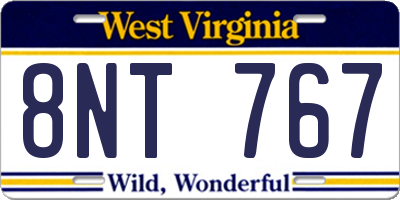 WV license plate 8NT767
