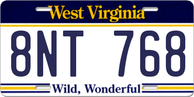 WV license plate 8NT768