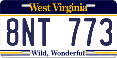 WV license plate 8NT773