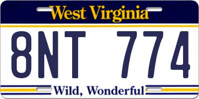WV license plate 8NT774