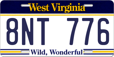 WV license plate 8NT776