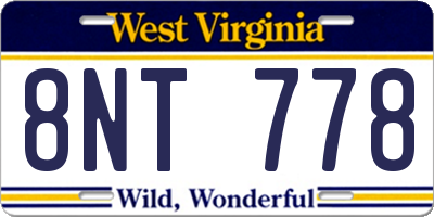 WV license plate 8NT778