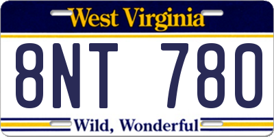 WV license plate 8NT780