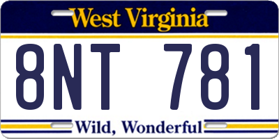 WV license plate 8NT781