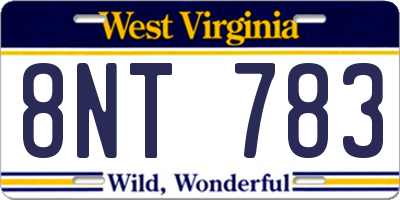 WV license plate 8NT783