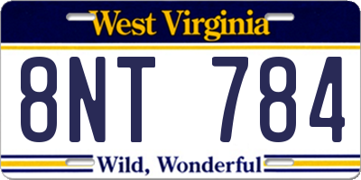 WV license plate 8NT784