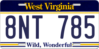 WV license plate 8NT785
