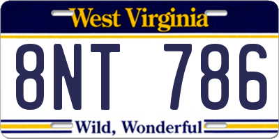 WV license plate 8NT786