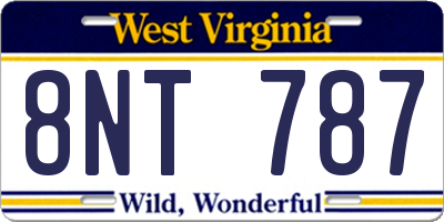 WV license plate 8NT787