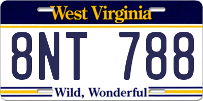 WV license plate 8NT788