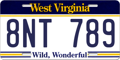 WV license plate 8NT789