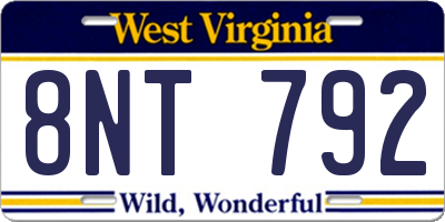 WV license plate 8NT792