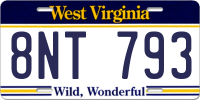 WV license plate 8NT793