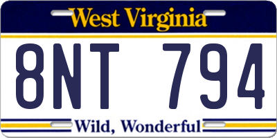 WV license plate 8NT794