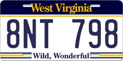 WV license plate 8NT798