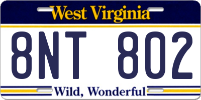WV license plate 8NT802
