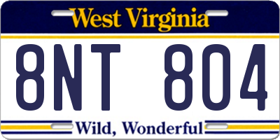 WV license plate 8NT804