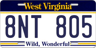 WV license plate 8NT805
