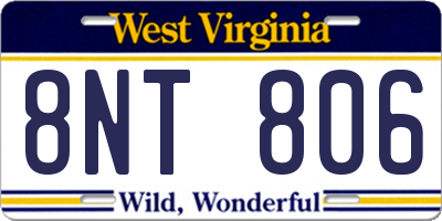 WV license plate 8NT806