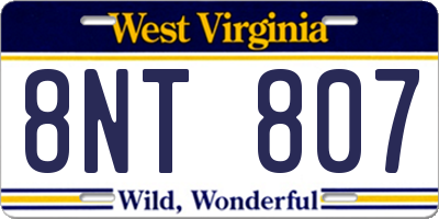 WV license plate 8NT807