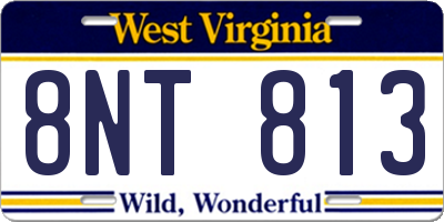 WV license plate 8NT813