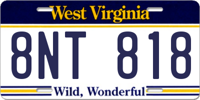 WV license plate 8NT818