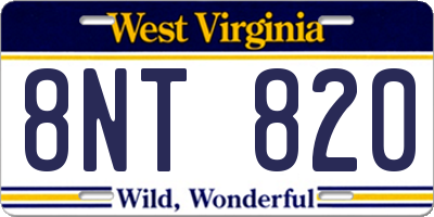 WV license plate 8NT820