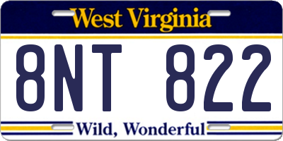 WV license plate 8NT822