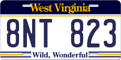 WV license plate 8NT823