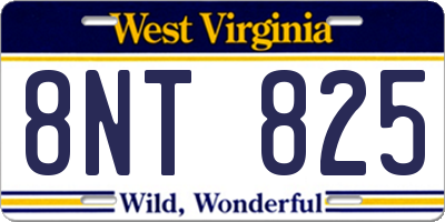 WV license plate 8NT825