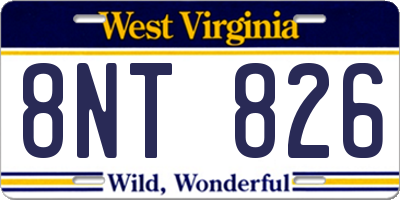 WV license plate 8NT826
