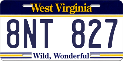 WV license plate 8NT827