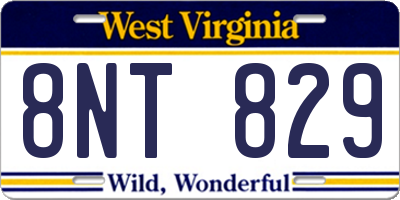 WV license plate 8NT829