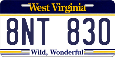 WV license plate 8NT830