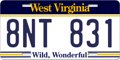 WV license plate 8NT831